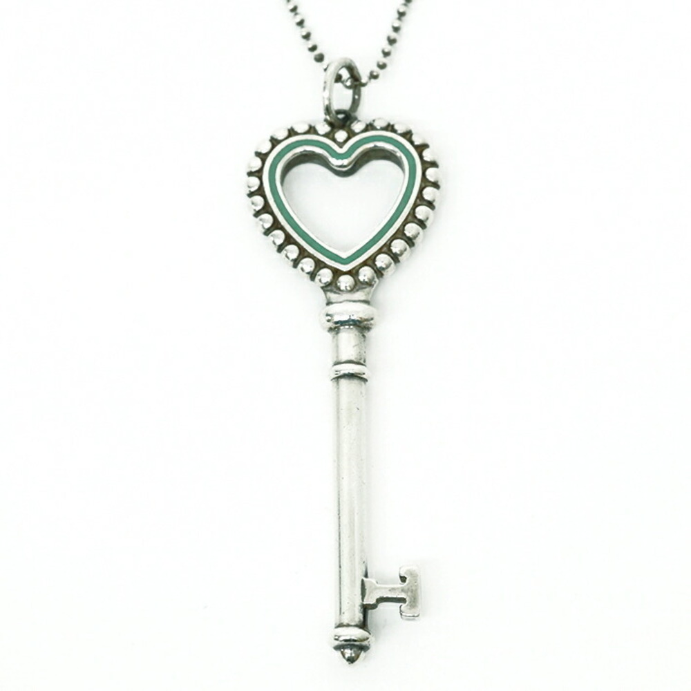 Tiffany Beaded Heart Key Enamel Silver